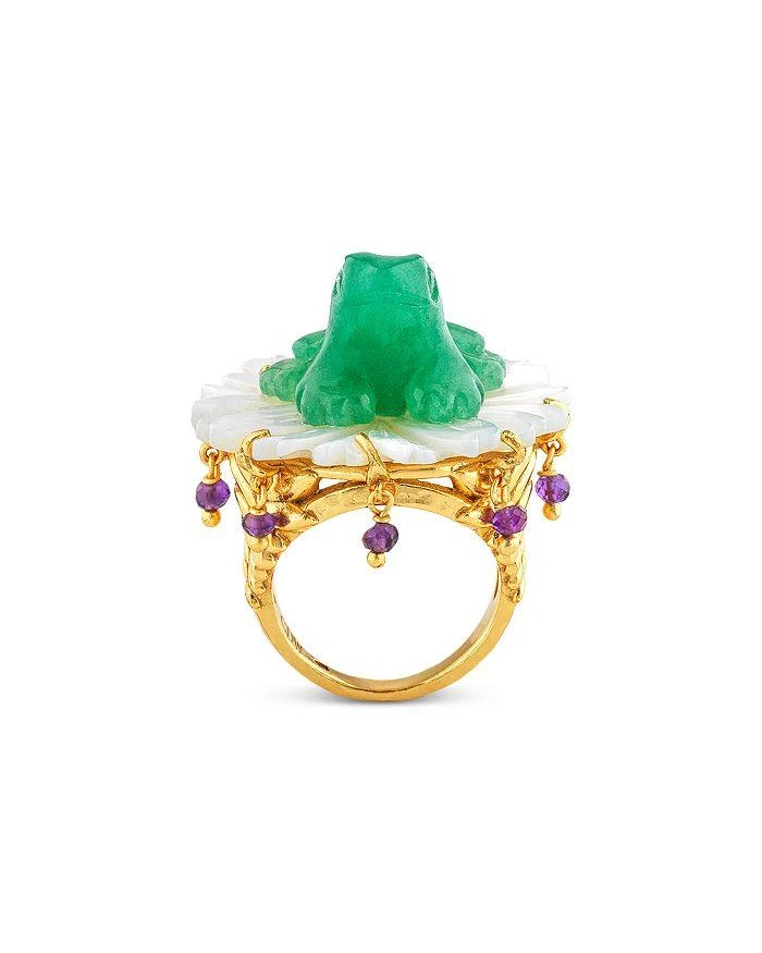 Capucine De Wulf Villandry Mixed Stone Frog On Flower Ring in 18K Gold Plated