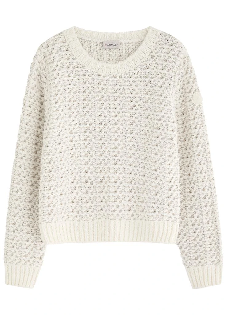 Moncler Logo bouclé-knit cotton-blend jumper 1