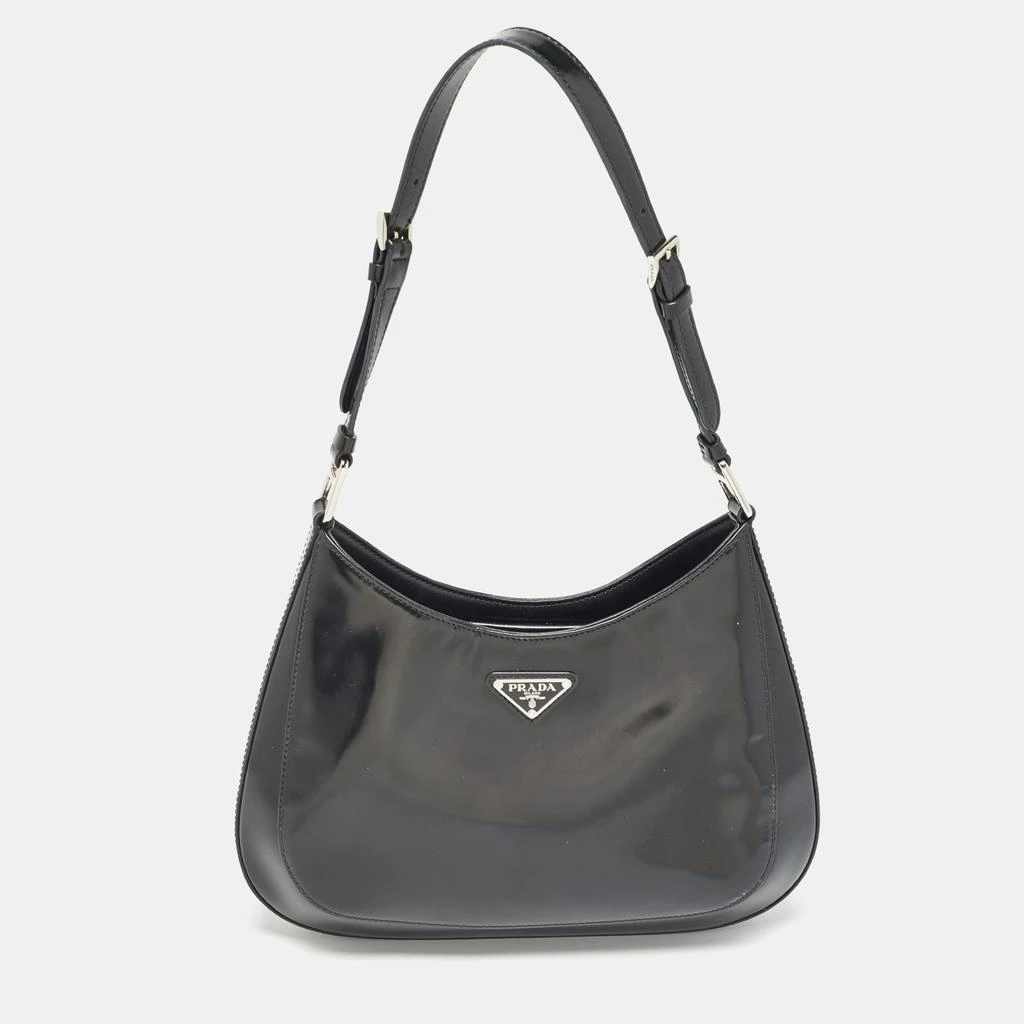 Prada Prada Black Brushed Leather Cleo Shoulder Bag 1