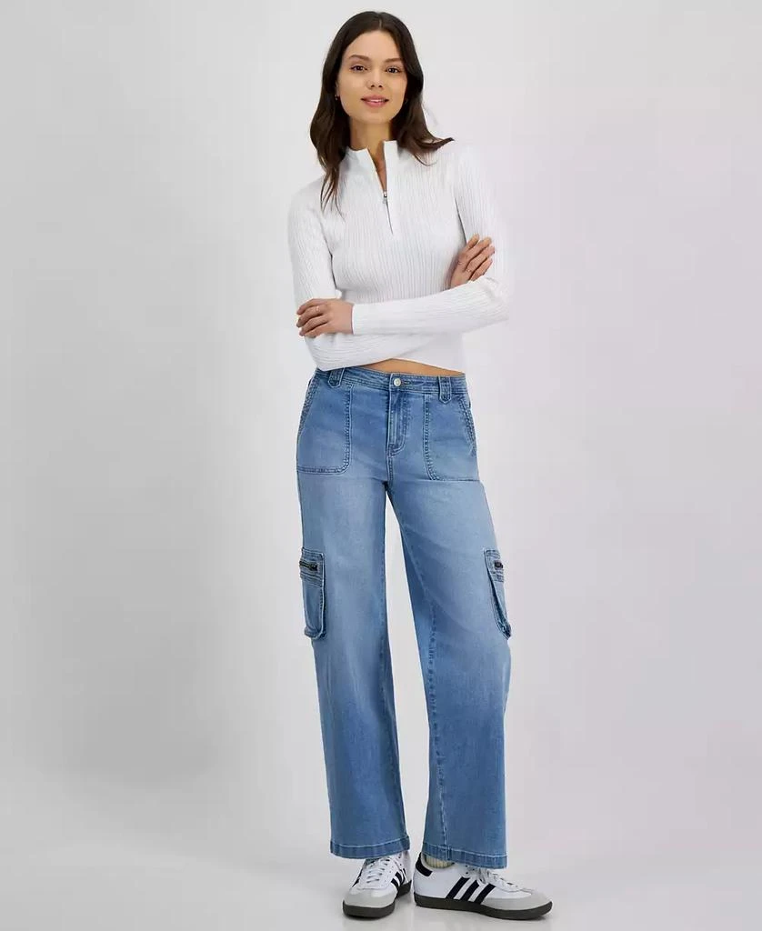 Celebrity Pink Juniors' Mid-Rise Wide-Leg Cargo Jeans 1