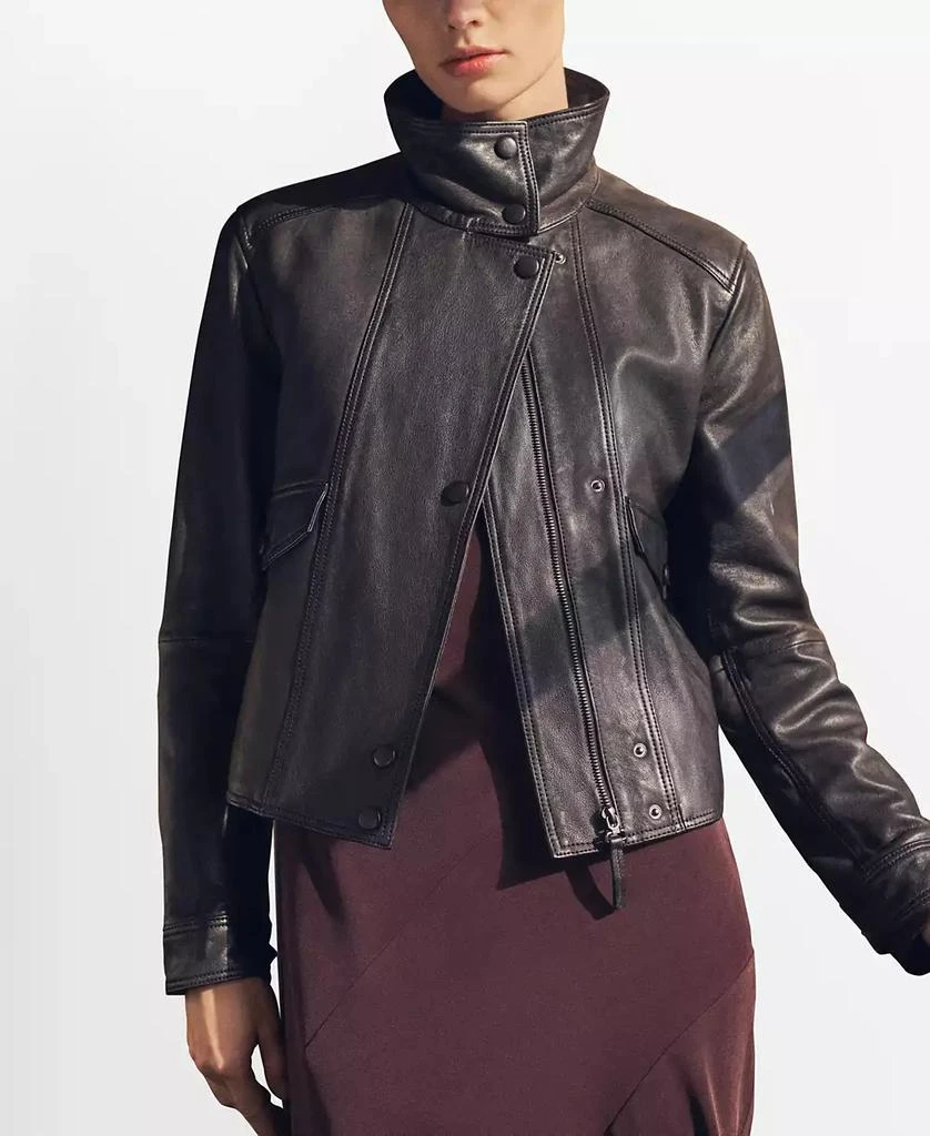 Mango Women's Pockets Leather Jacket 1