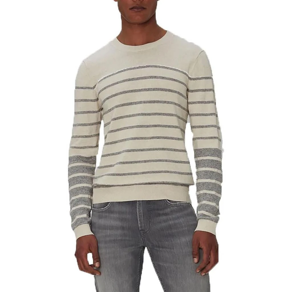 7 For All Mankind Mens Striped Linen Pullover Sweater 1