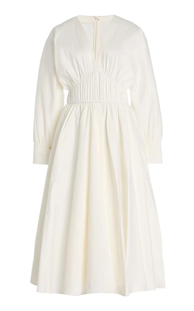 Alexis Alexis - Viro Gathered Cotton-Blend Midi Dress - White - S - Moda Operandi 1