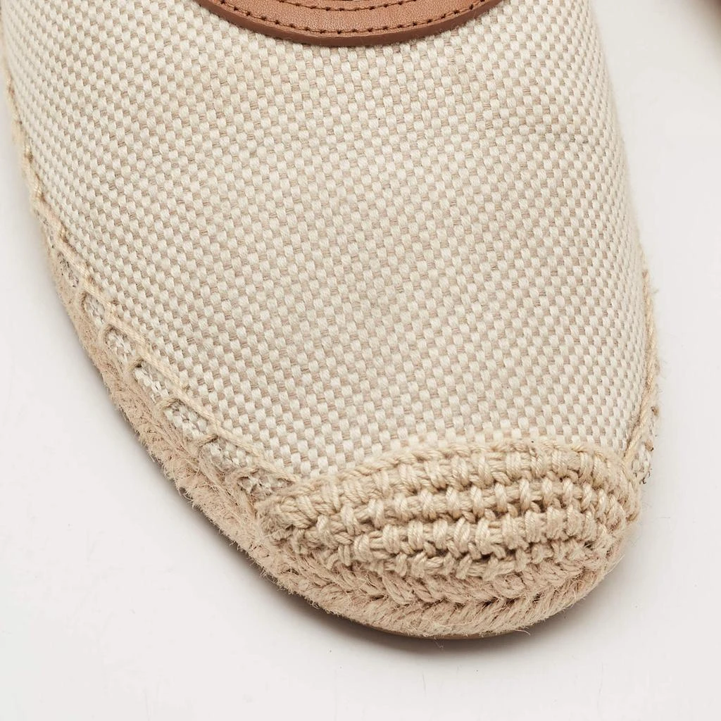 Tory Burch Tory Burch Cream/Brown Canvas Logo Flat Espadrilles Size 39.5 8