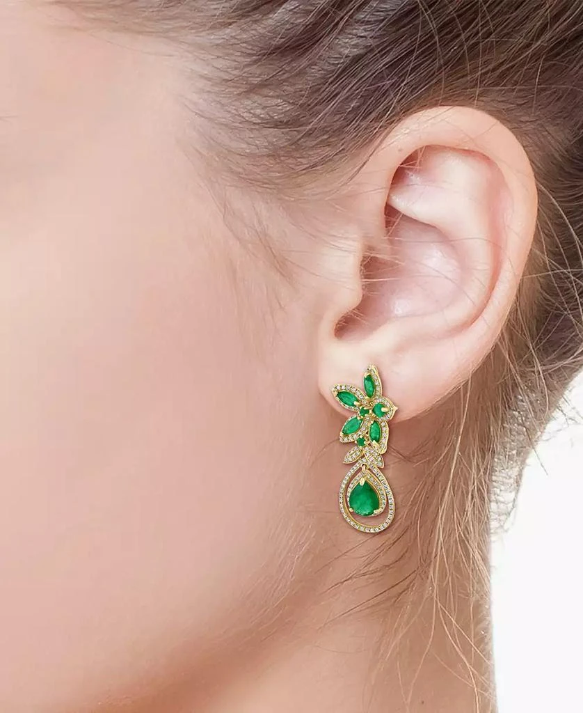 Effy EFFY® Emerald (5-1/4 ct. t.w.) and Diamond (1-1/4 ct. t.w.) Teardrop Earrings in 14k Gold or 14k White Gold, Created for Macy's 7