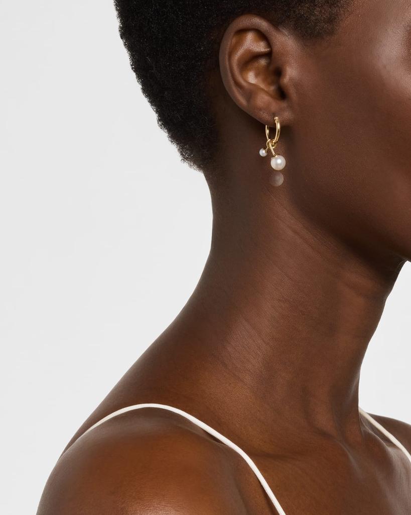 POPPY FINCH Hoop Earrings with Swirl Pearl Dangles