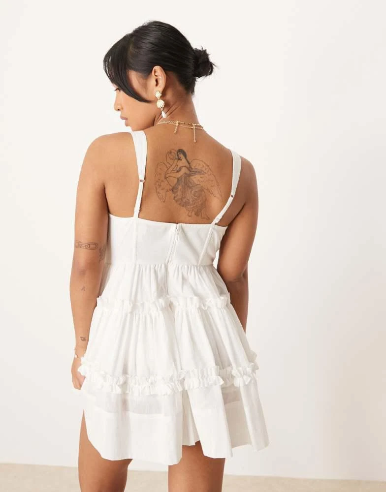 Lace & Beads Petite lace trim corset ruffle mini dress in white  On Sale  Now with Up to 65% Off | Discover Exclusive Deals & Savings at BeyondStyle   Authentic Lace