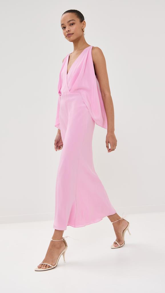 Brandon Maxwell Silk Deep V Dress