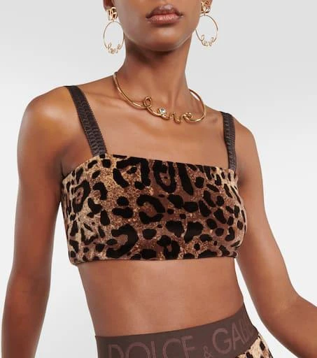 Dolce 
Gabbana Leopard-print velvet crop top 4