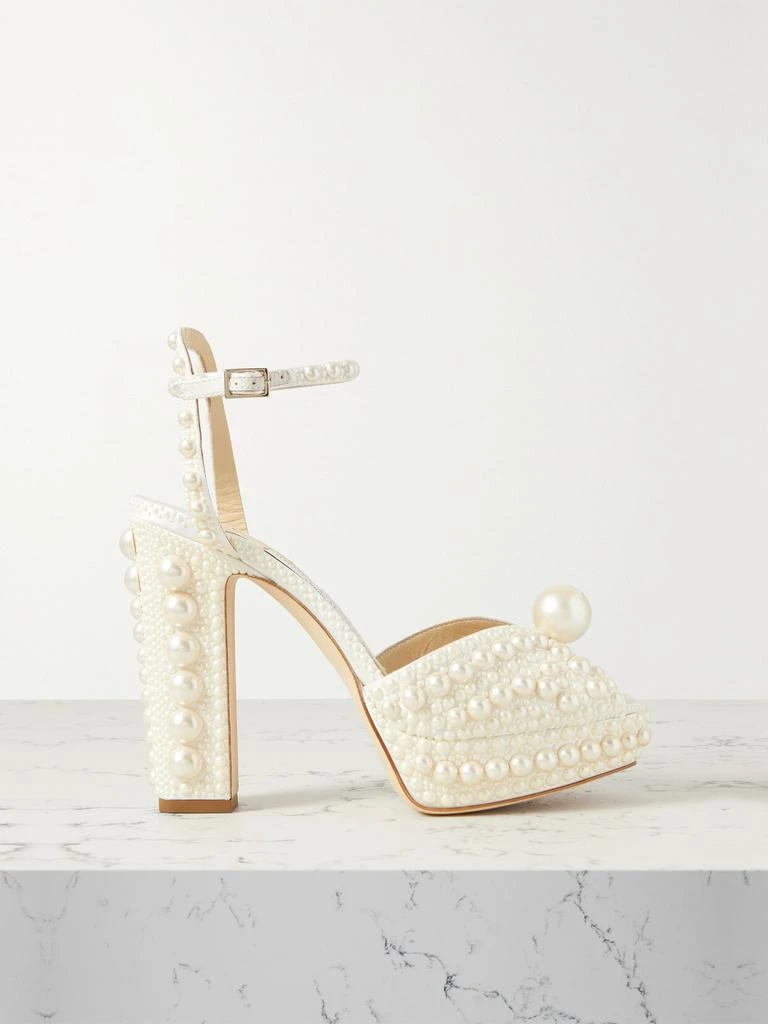 Jimmy Choo Sacaria 120 带缀饰缎布防水台凉鞋  - IT36 1