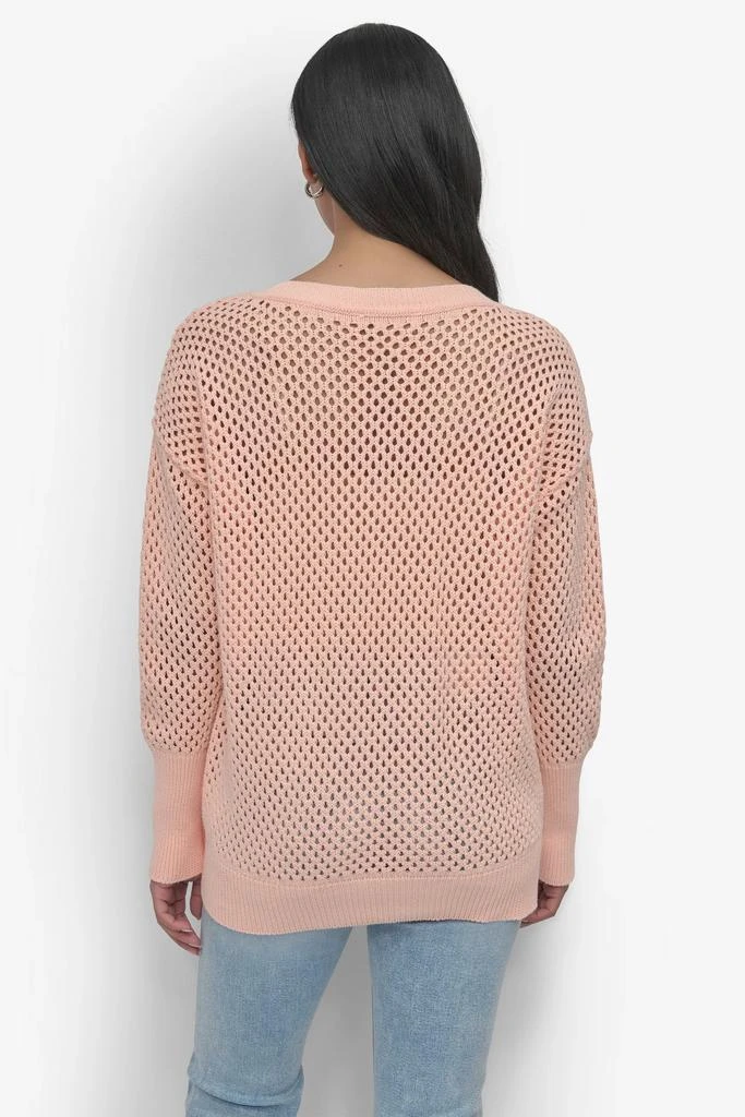 DKNY 3/4 WIDE SLEEVE CREW NECKOPEN POINTELLE STITCH 2