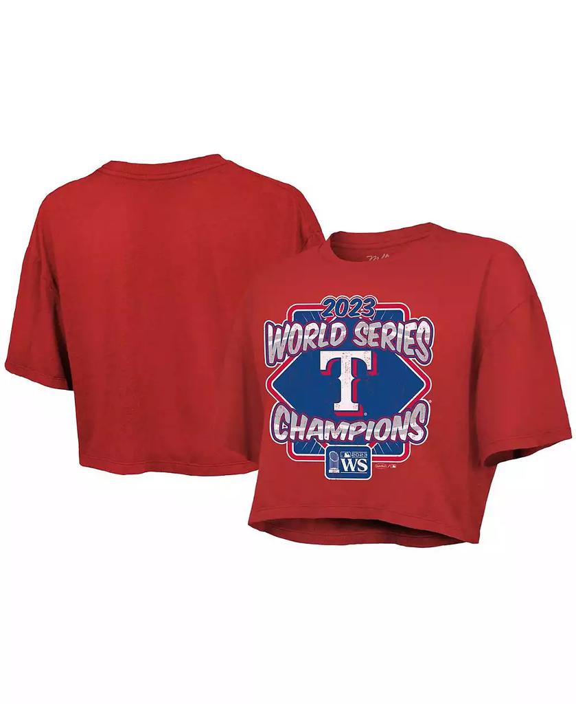 Majestic Women's Threads Red Texas Rangers 2023 World Series Champions Best Face Forward Boxy Cropped Tri-Blend T-shirt