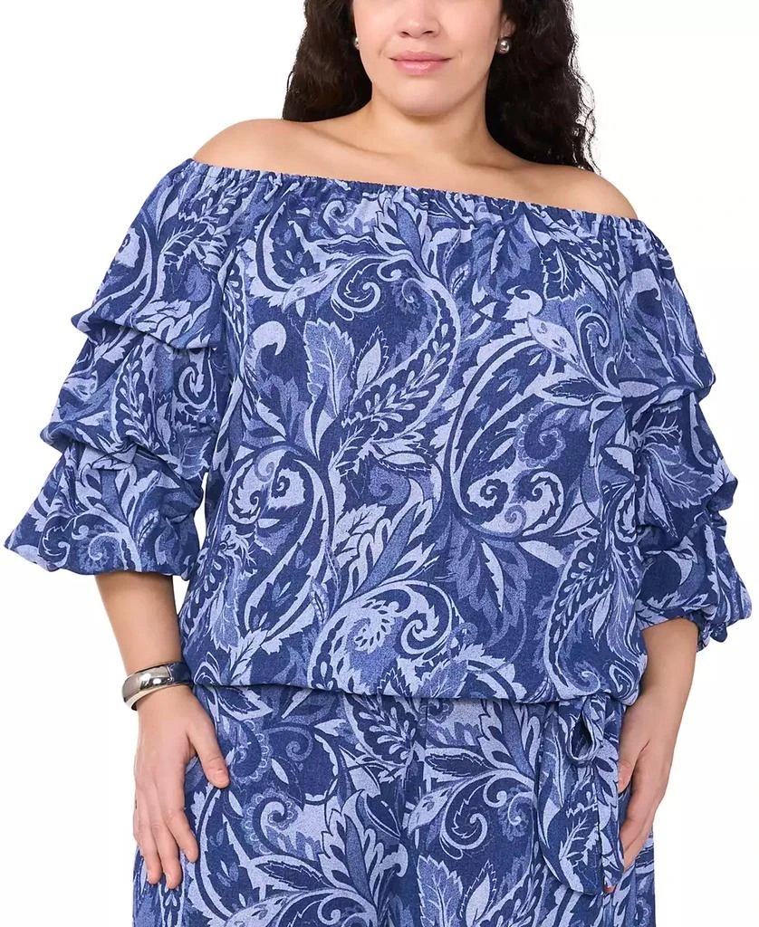 Vince Camuto Plus Size Paisley-Print Wide-Leg Drawstring Pants 3