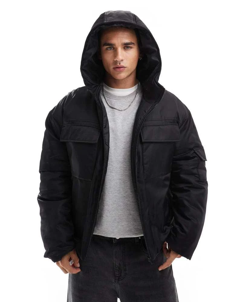 ASOS ASOS DESIGN utility puffer jacket in black 1