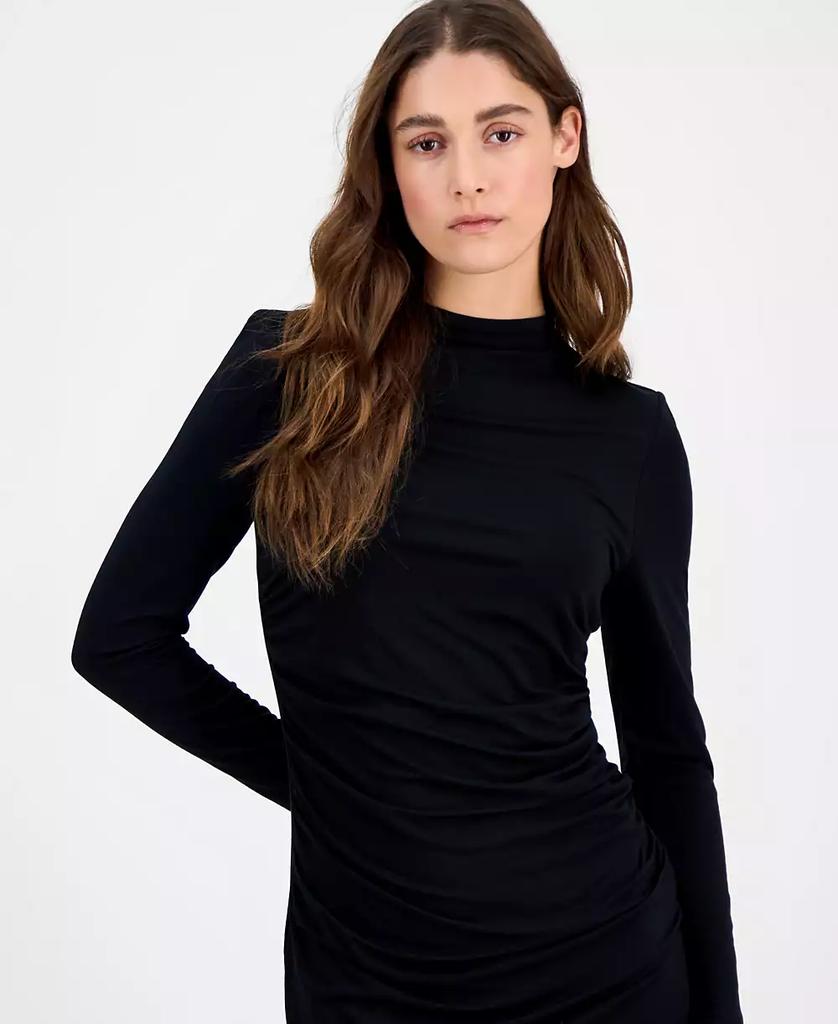 Bar III Women's Tulip-Hem Ruched-Front Long-Sleeve Dress, Exclusively at Macy's