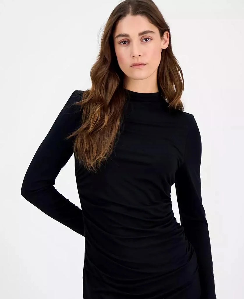 Bar III Women's Tulip-Hem Ruched-Front Long-Sleeve Dress, Exclusively at Macy's 2