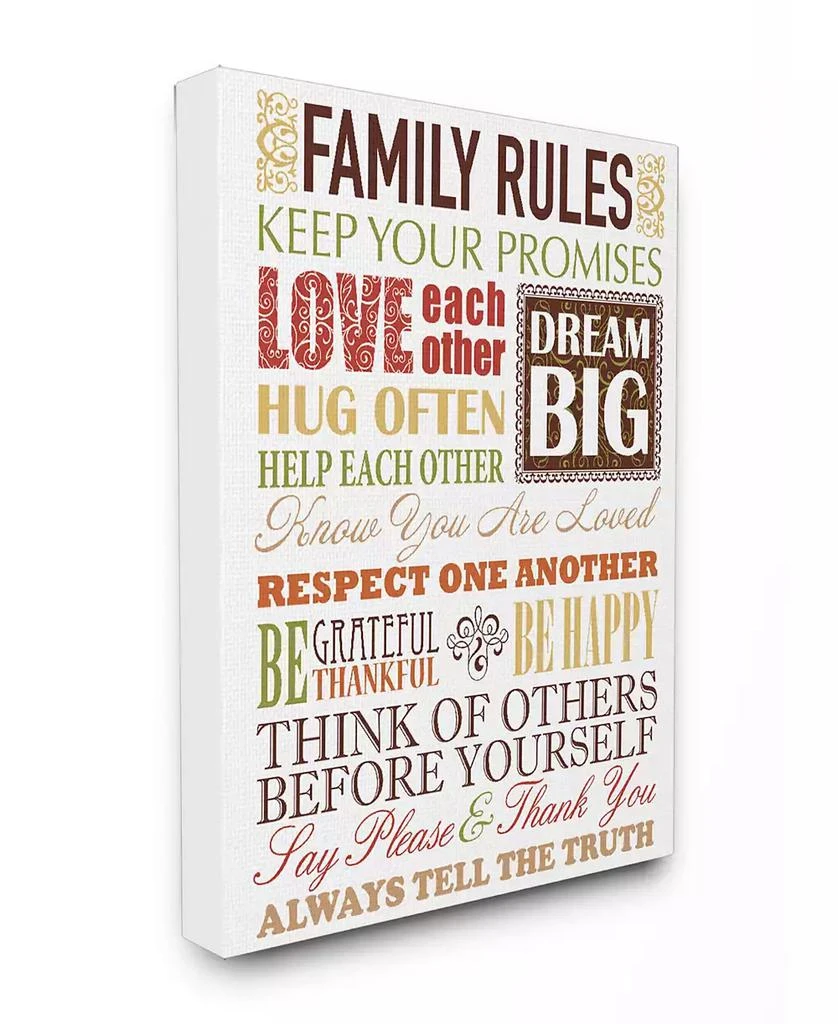 Stupell Industries Home Decor Family Rules Autumn Colors Canvas Wall Art, 24" x 30"