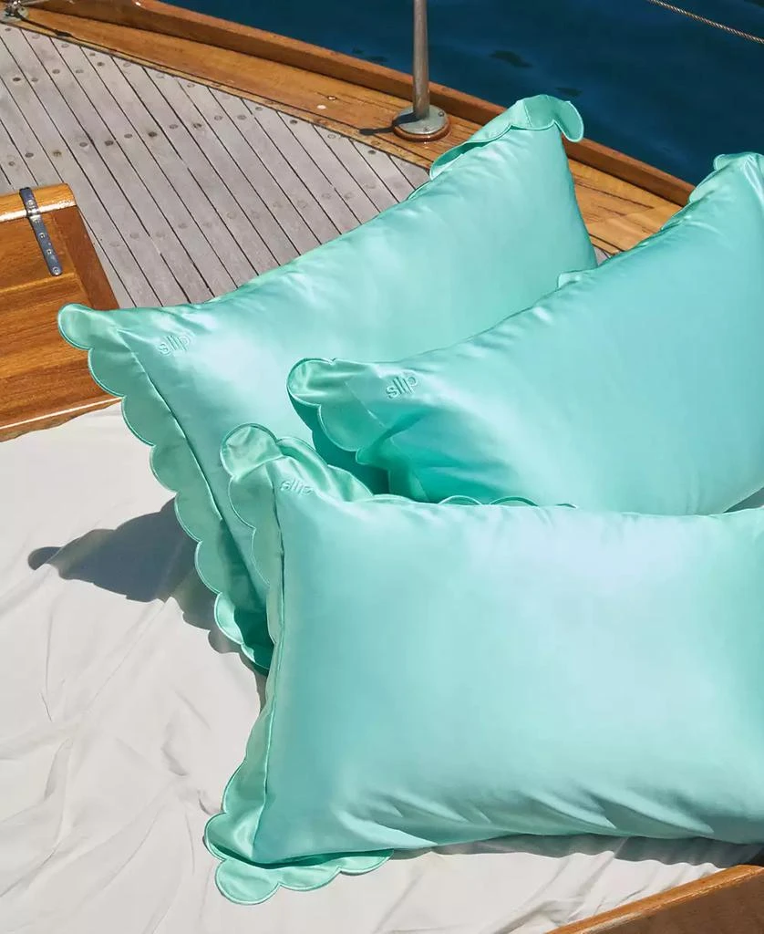 Slip Pure Silk Queen Pillowcase With Scalloped Edge - Turquoise 6