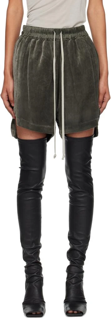 Rick Owens Khaki Concordians Velvet Boxer Shorts 1