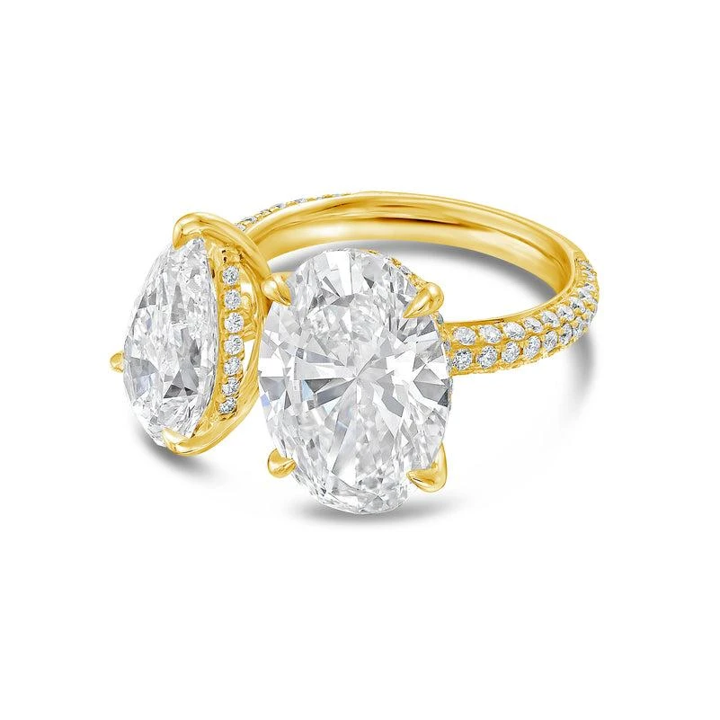 Diana M Jewels 14KT YELLOW GOLD 2 STONE LAB GROWN DIAMOND FASHION RING WEIGHING 4.00 CTS TW 2