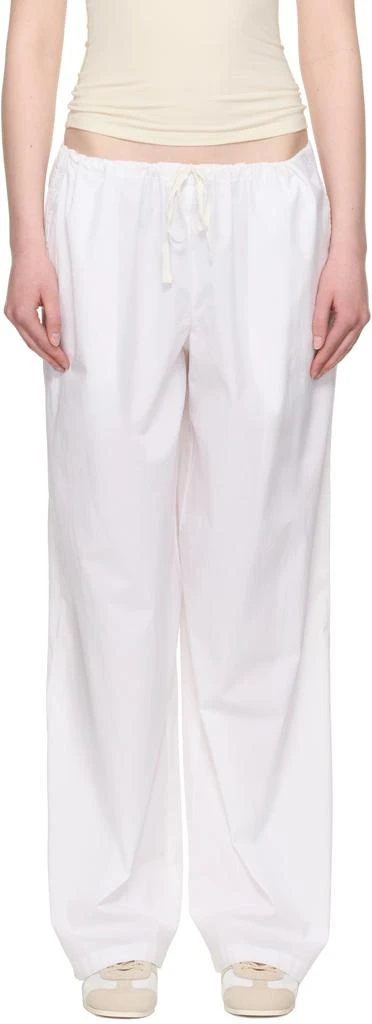 SKIMS White Cotton Poplin Straight Leg Pyjama Pants 1