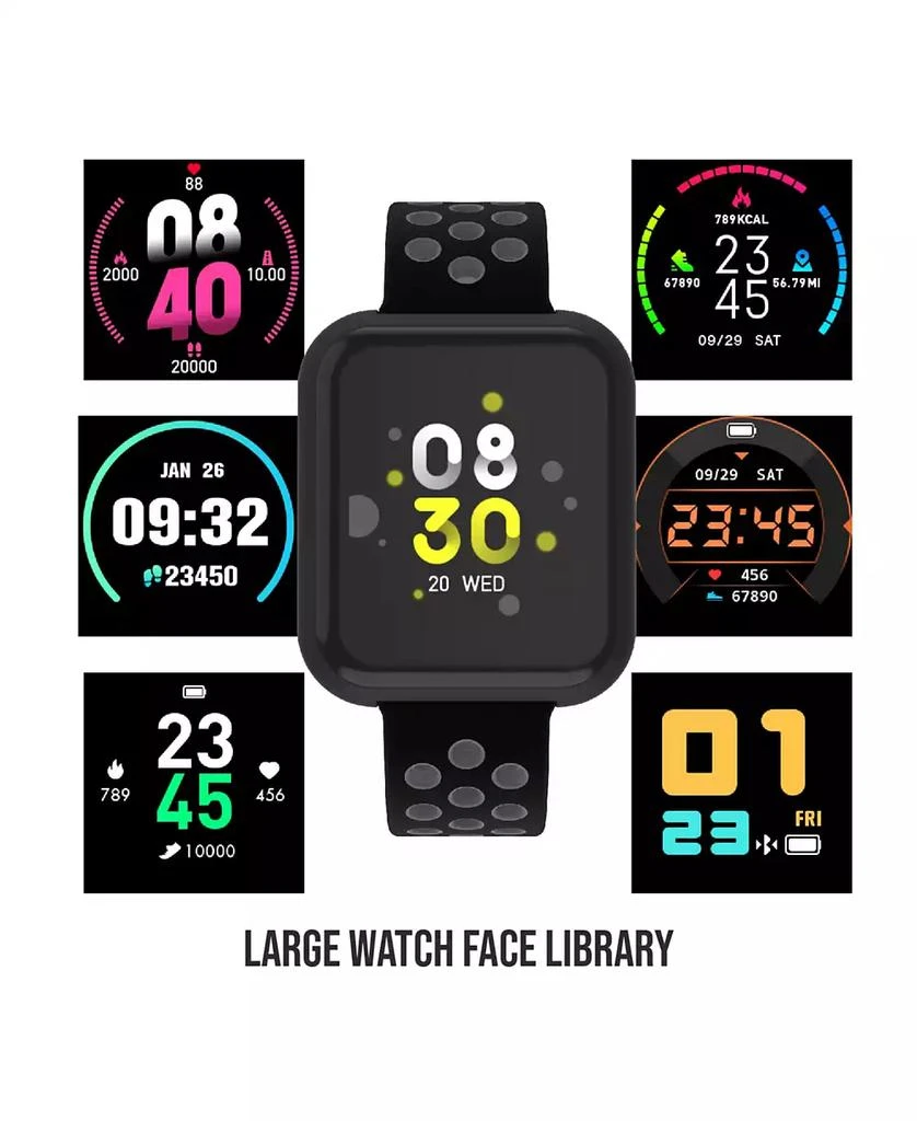 iTouch Air 3 Unisex Black Silicone Strap Smartwatch 40mm with White Amp Plus Wireless Earbuds Bundle 9