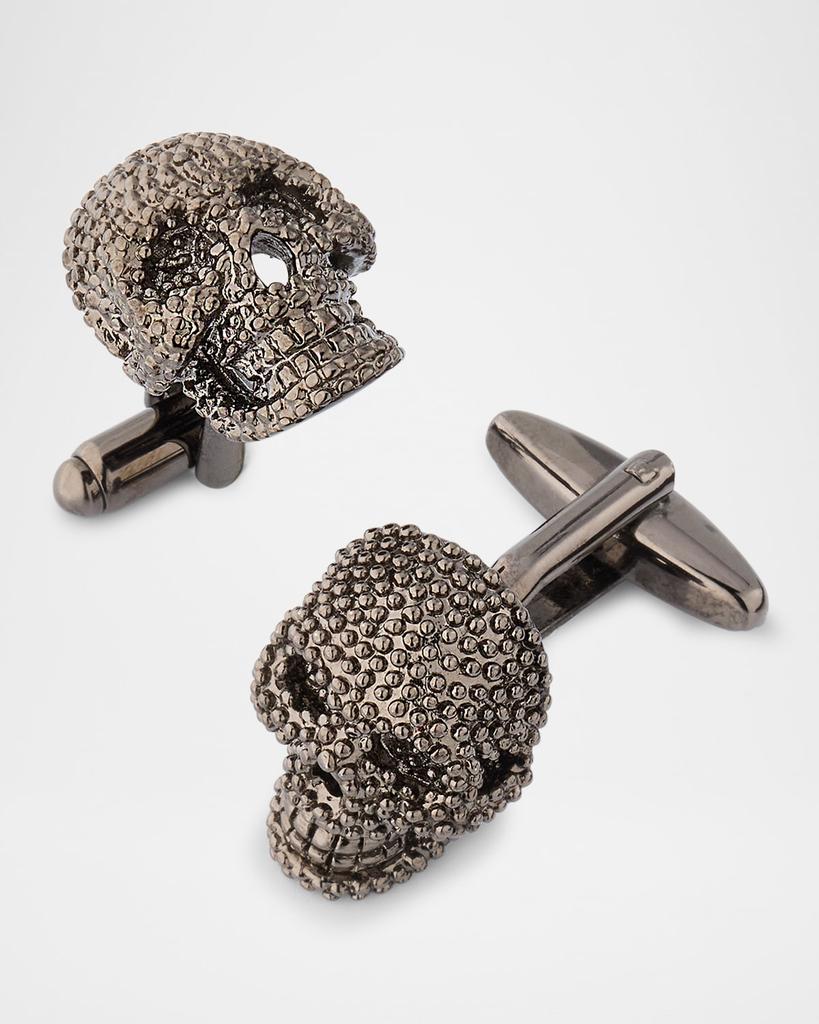 LINK UP Men's Granulated Gunmetal Skull Cufflinks