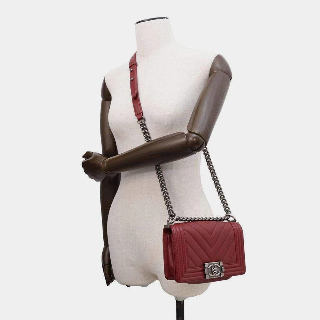 Chanel Chanel Red Caviar Leather Small Chevron Boy Bag 3