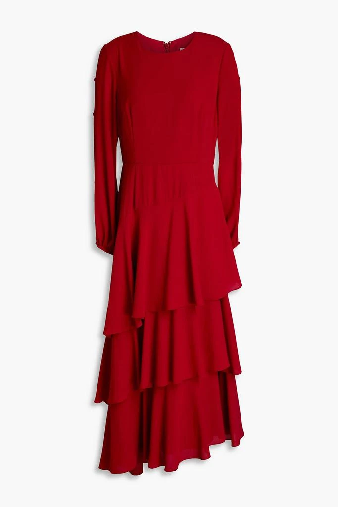 MIKAEL AGHAL Tiered crepe midi dress 1