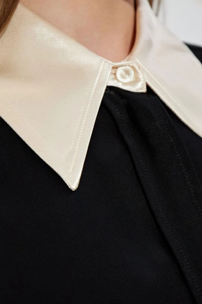 Jil Sander Jil Sander Contrast Collar Long-sleeved Satin Shirt 4