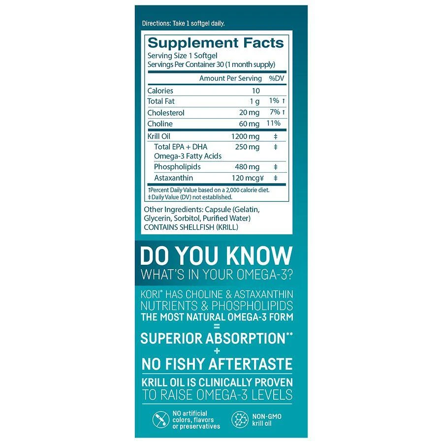 Kori Pure Antarctic Krill Oil Multi-Benefit Omega-3 1200mg Softgels 4
