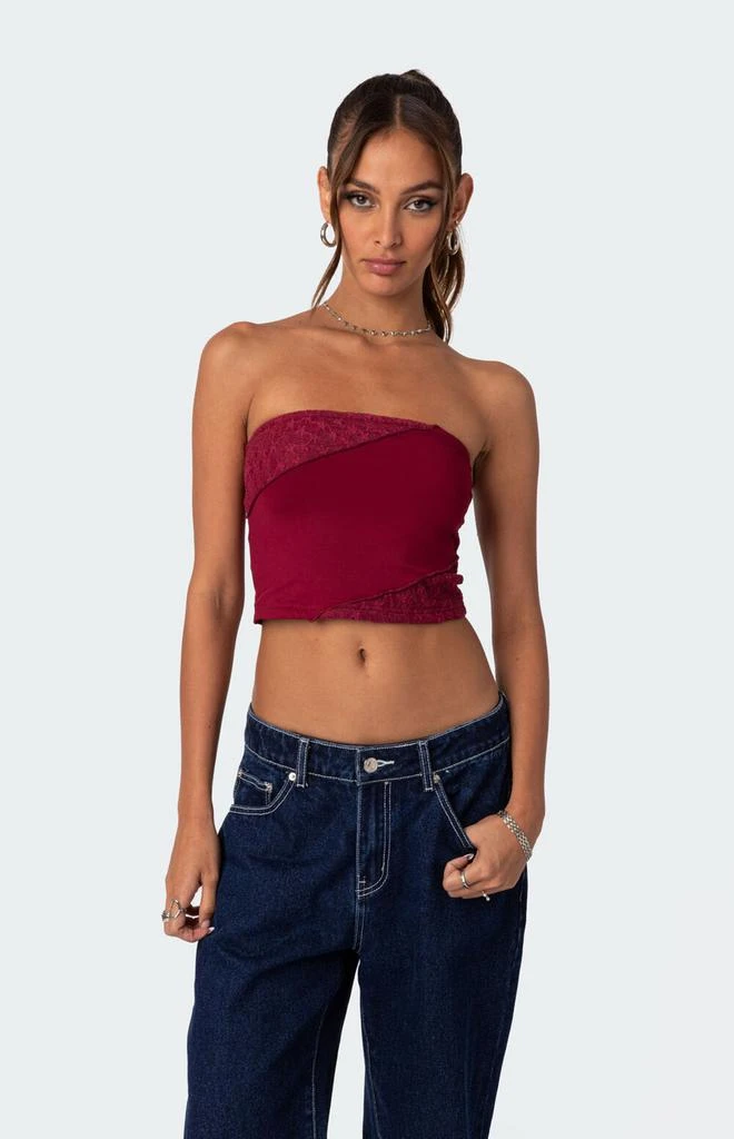 Edikted Lace Patchwork Tube Top 3