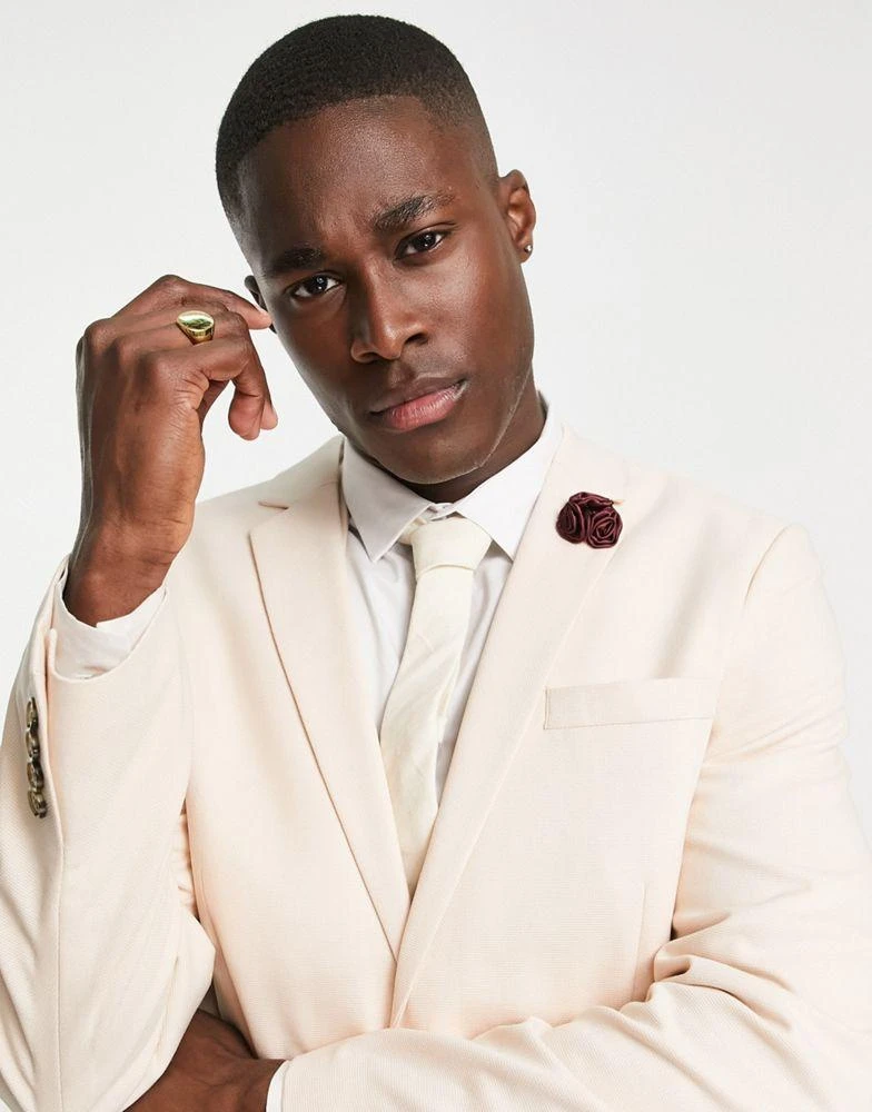 ASOS ASOS DESIGN wedding skinny suit jacket with micro texture in stone 4