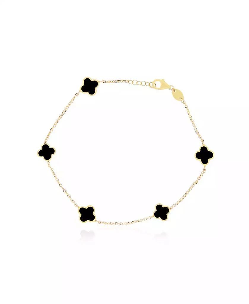 The Lovery Mini Onyx Clover Bracelet 14K Yellow Gold