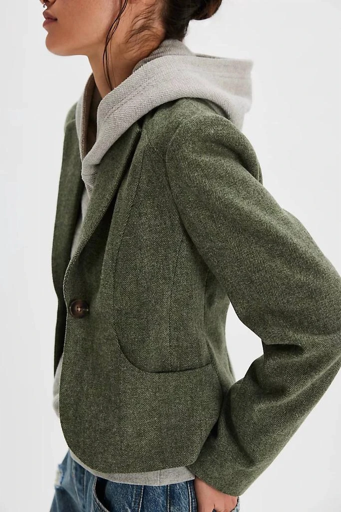 Free People Whip Smart Blazer In Olive 2