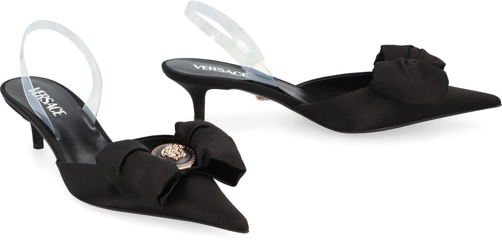 Versace Alia Satin Slingback Pumps - High Heels - BeyondStyle