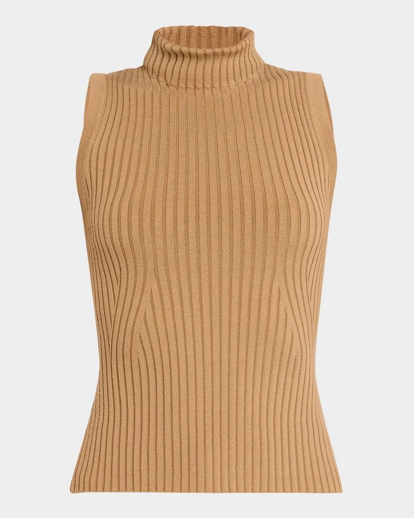 ARGENT Sleeveless Ribbed Turtleneck Sweater 1