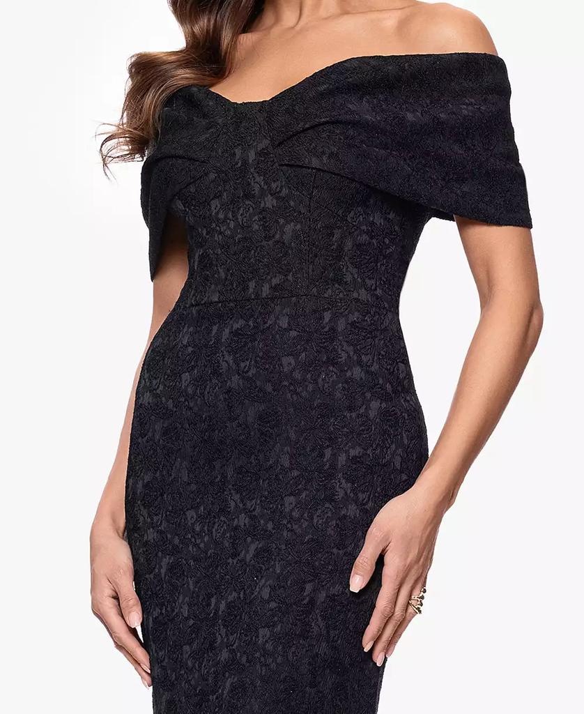 Betsy & Adam Petites Jacquard Knit Off-The-Shoulder Long Dress