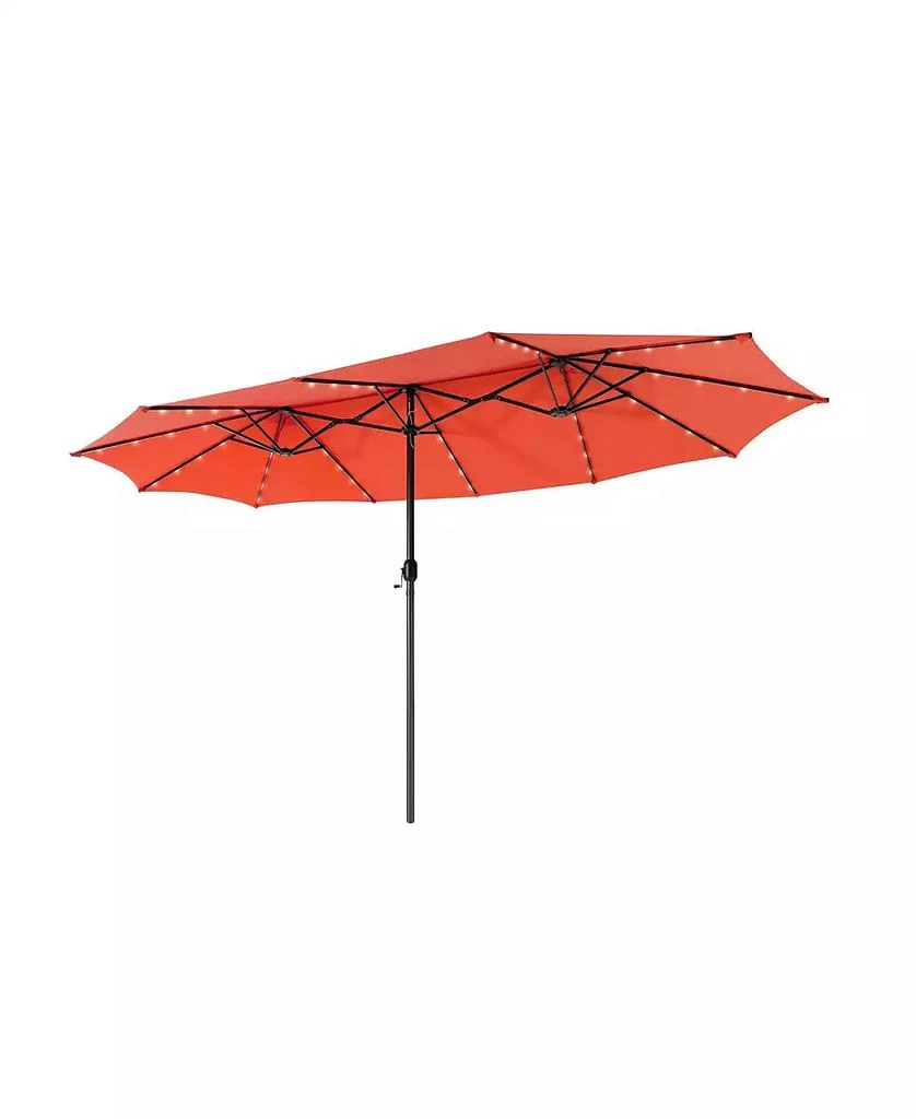 GOUUN 15 Feet Twin Patio Umbrella with 48 Solar LED Lights