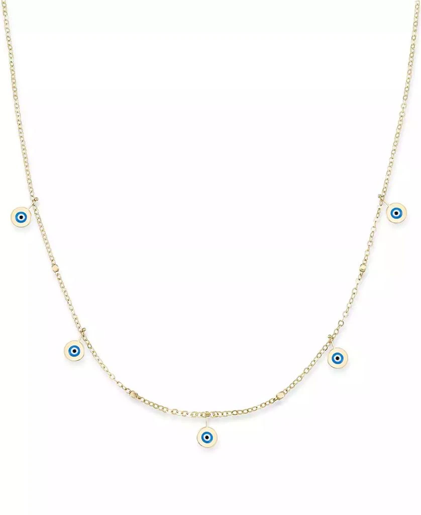 Macy
s Enamel Evil Eye Dangle 18" Statement Necklace in 10k Gold 1
