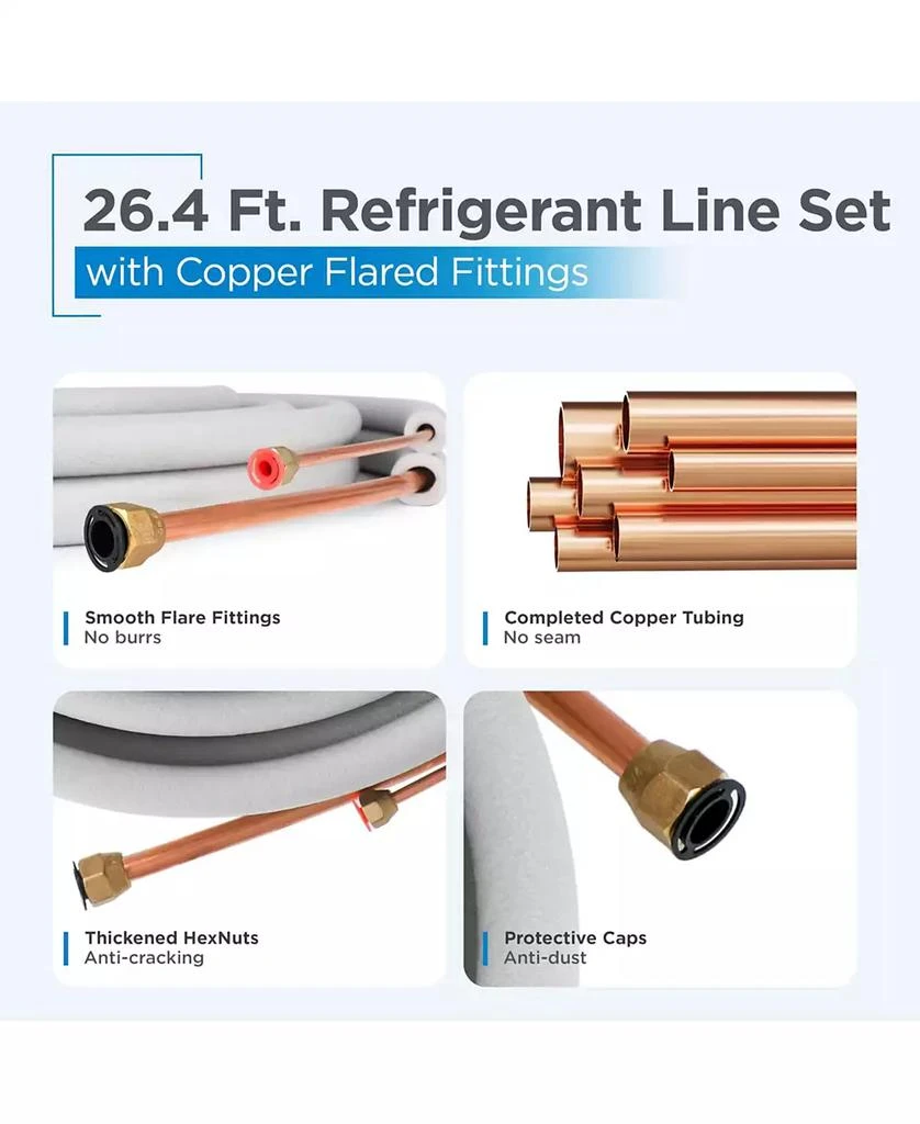 Black & Decker BLACK+DECKER 24.6 Ft. Refrigerant Line Set with Copper Flared Fittings, 1/4” & 1/2", BSAK3, Compatible with BSA1215MC Inverter Mini Split Air Conditioner 3
