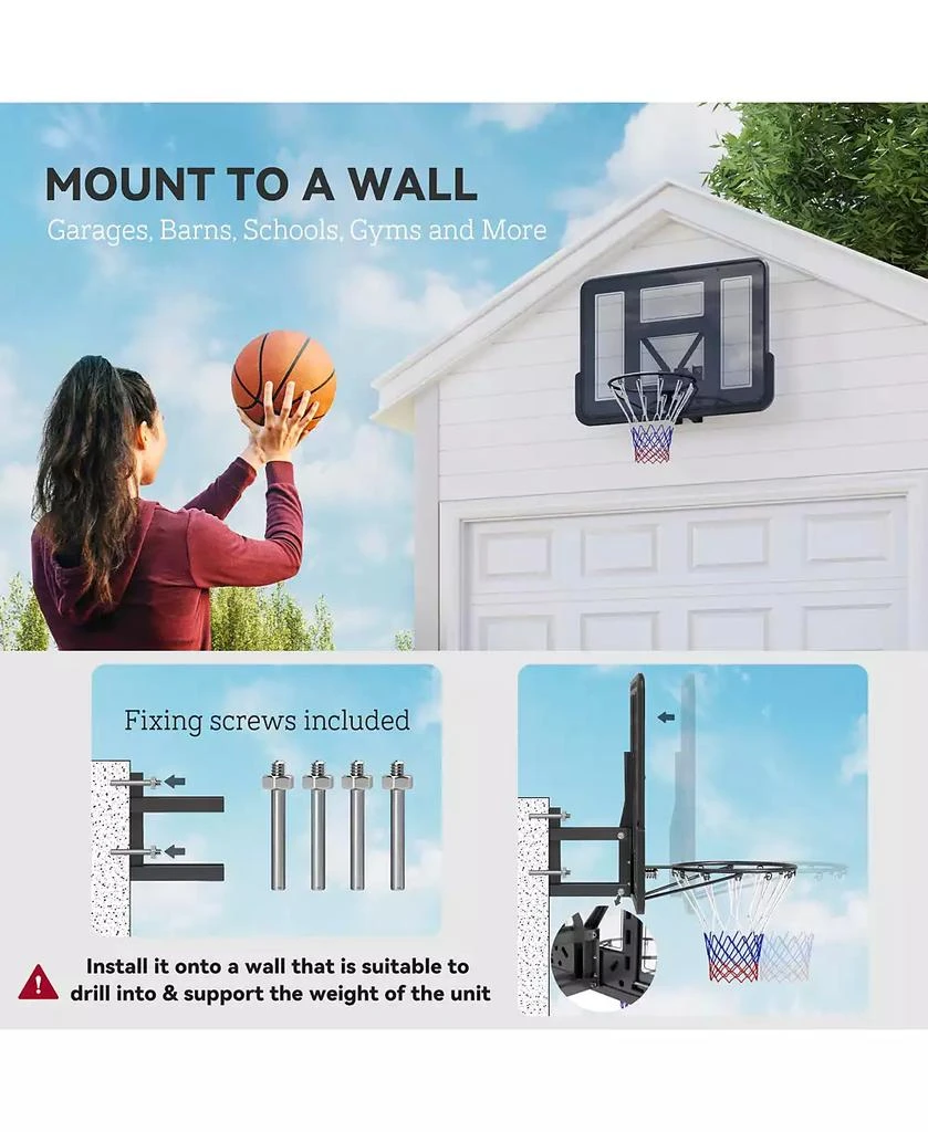 Soozier Wall Mounted Basketball Hoop with 43" Shatter Resist Backboard 4