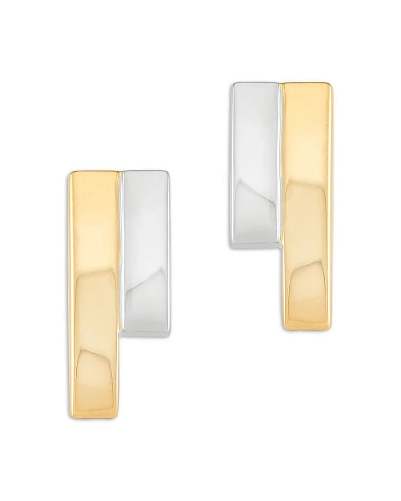 Alberto Amati 14K White 
Yellow Gold Double Bar Stud Earrings 1