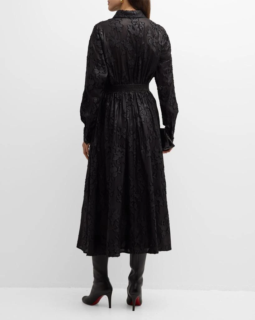 St. John Italian Floral Chinzed Fil Coupe Long-Sleeve Midi Shirtdress 4