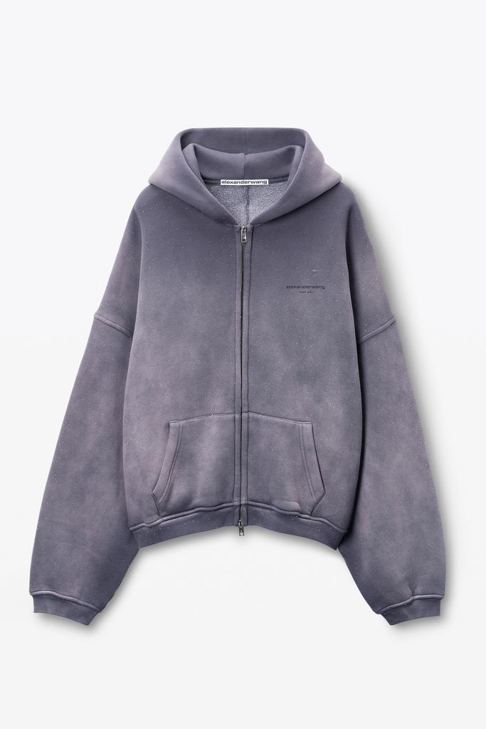 Alexander Wang Crystal Hotfix Zip-Up Hoodie - Free Shipping