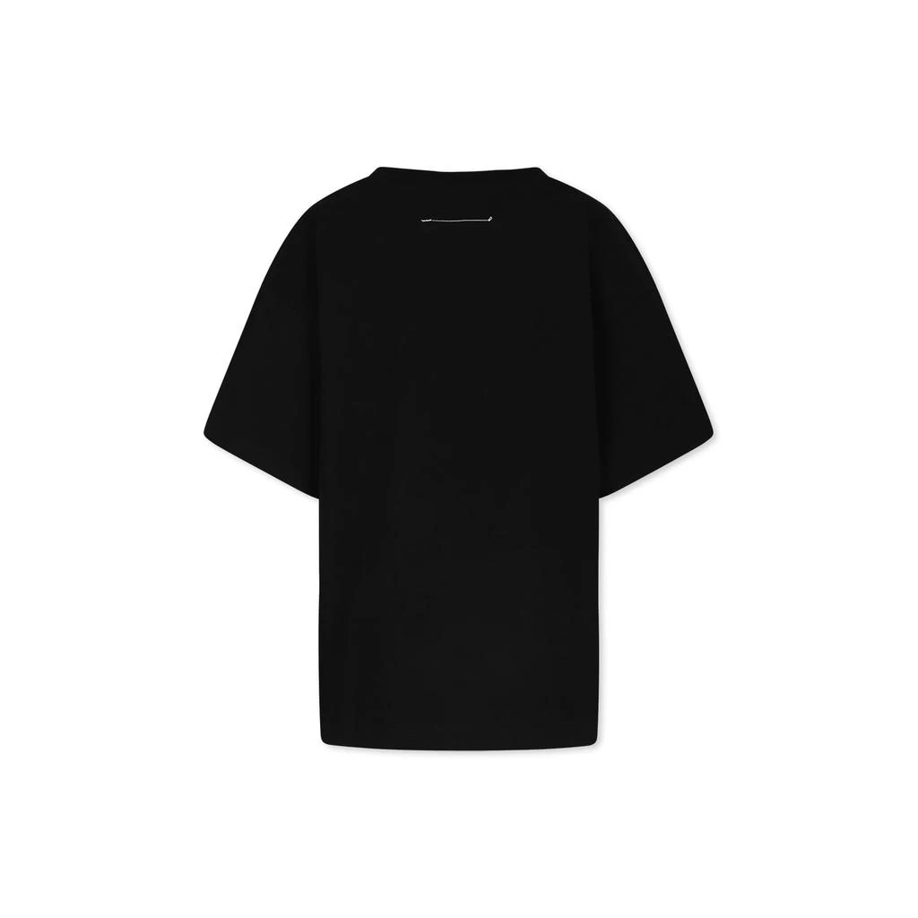 MM6 Black T-shirt For Girl With Cat Print And Numbers 2