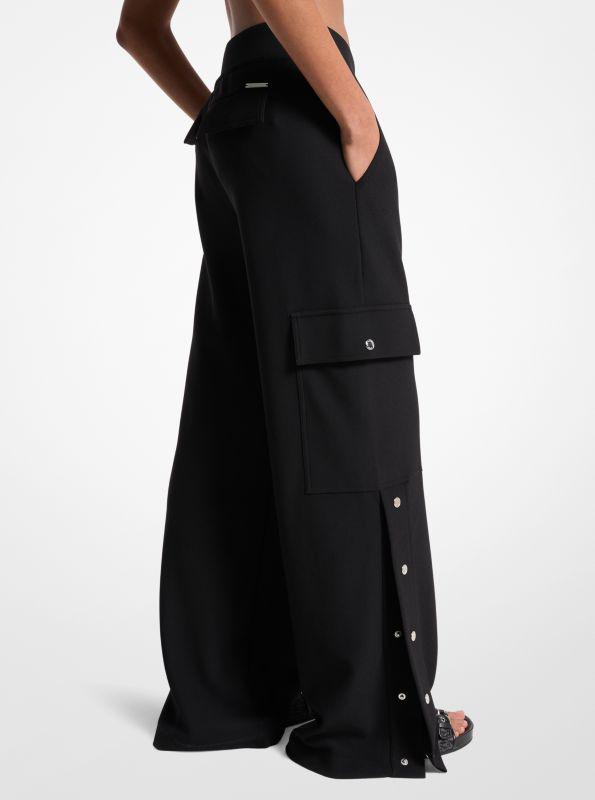 undefined Stretch Crepe Wide-Leg Cargo Pants