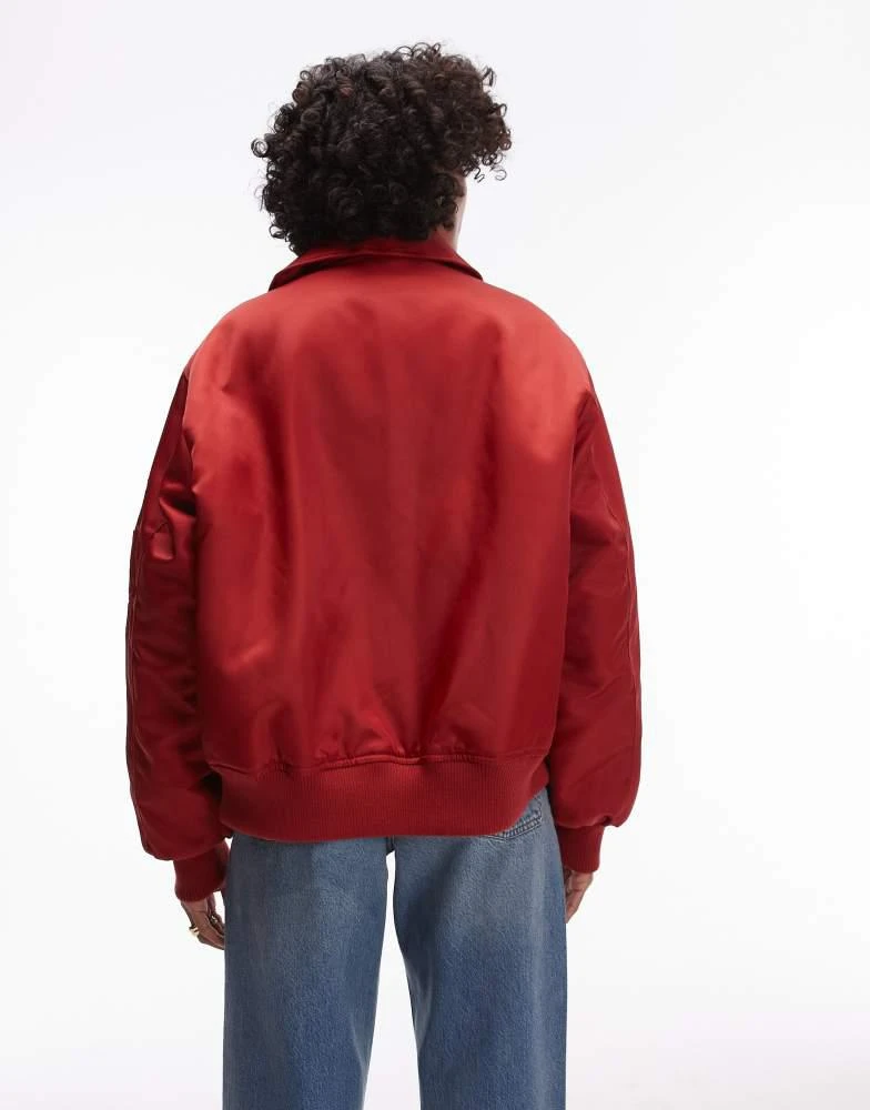 Topshop Topshop twill nylon bomber jacket in red 2