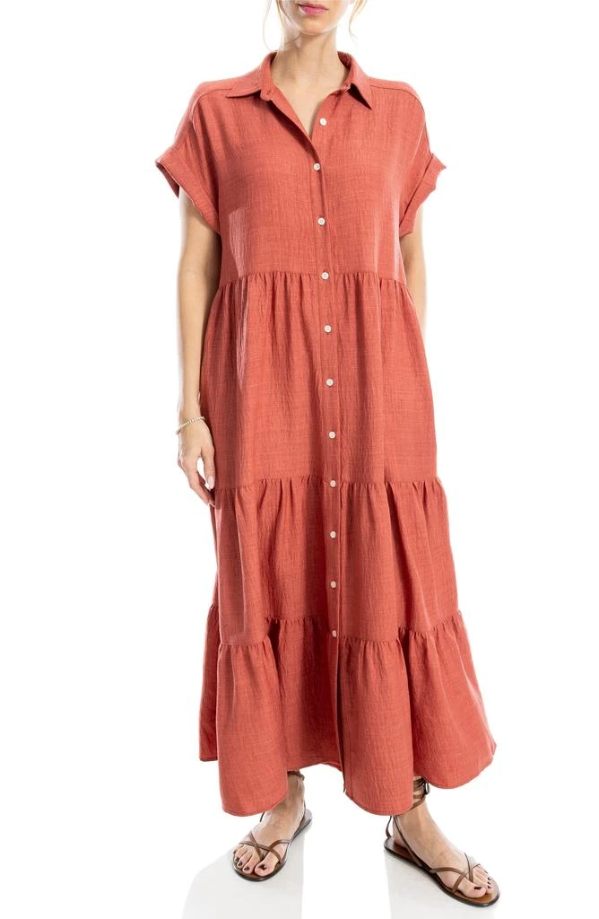 Shop MAX STUDIO Short Sleeve Tiered Maxi Shirtdress on Sale at BeyondStyle   Get 77% Off MAX STUDIO Short Sleeve Tiered Maxi Shirtdress with  Limited-Time Flash Deals, Exclusive Discounts, and Special Offers.