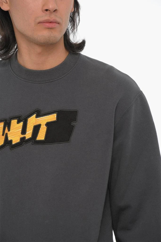 Off-White SEASONAL Slim Fit Crew-neck Sweatshirt with Contrasting Deta 3